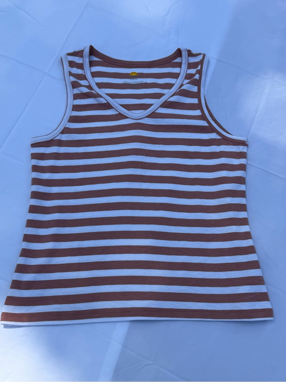 C&C California Mauve & Cream Striped Tank Top XL Soft Stretch Casual Sleeveles